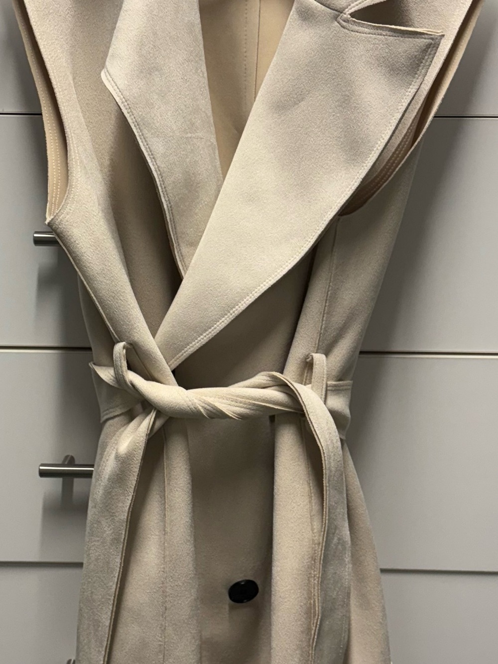 Zara Cream Sleeveless Belted Trench Vest